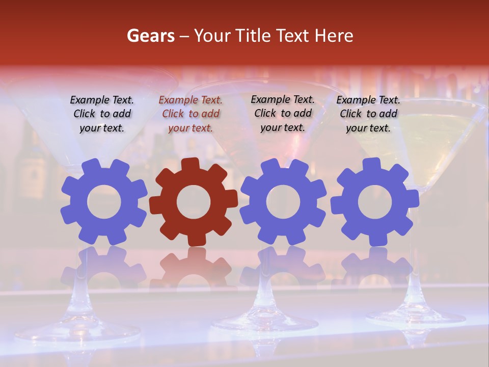 Blue, Red And Yellow Cocktail Drinks On A Bar PowerPoint Template