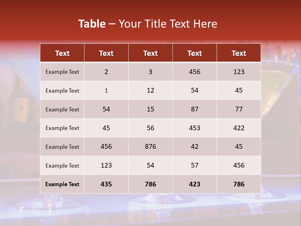 Blue, Red And Yellow Cocktail Drinks On A Bar PowerPoint Template