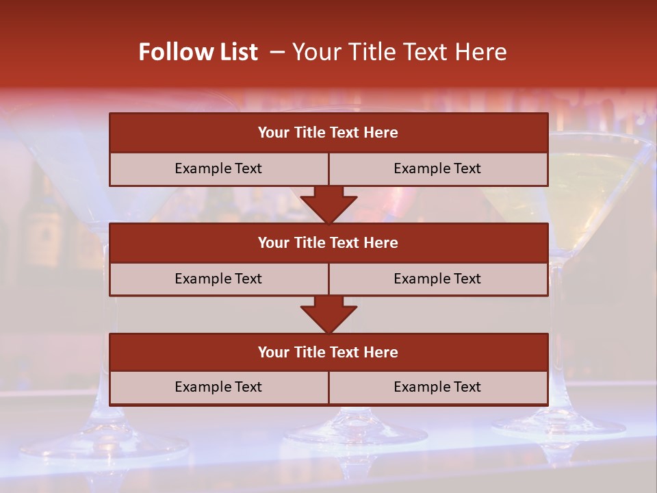 Blue, Red And Yellow Cocktail Drinks On A Bar PowerPoint Template