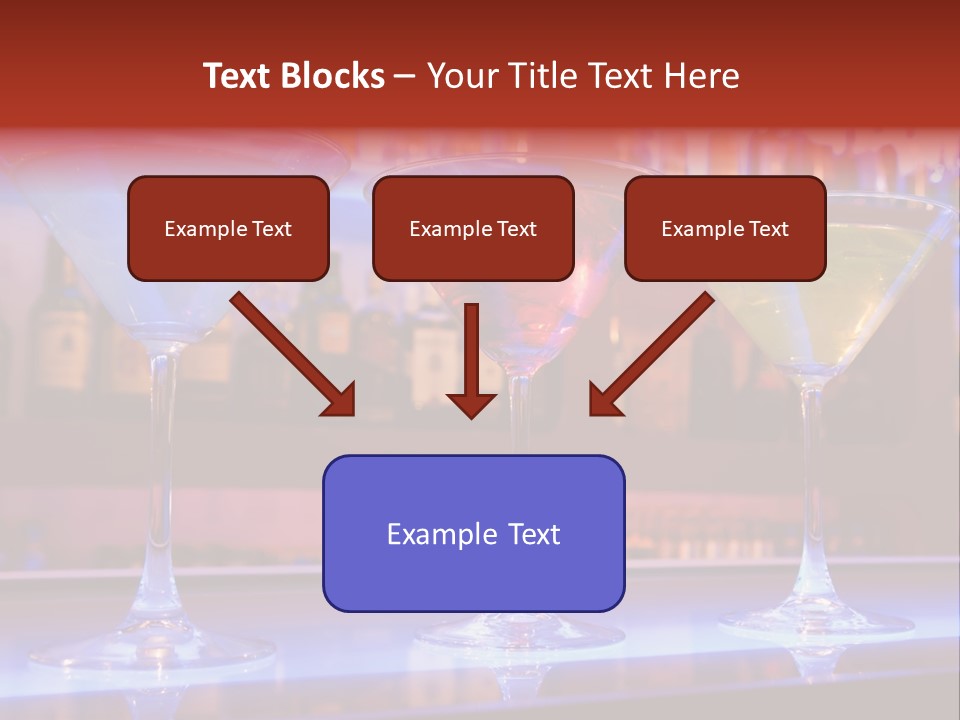 Blue, Red And Yellow Cocktail Drinks On A Bar PowerPoint Template