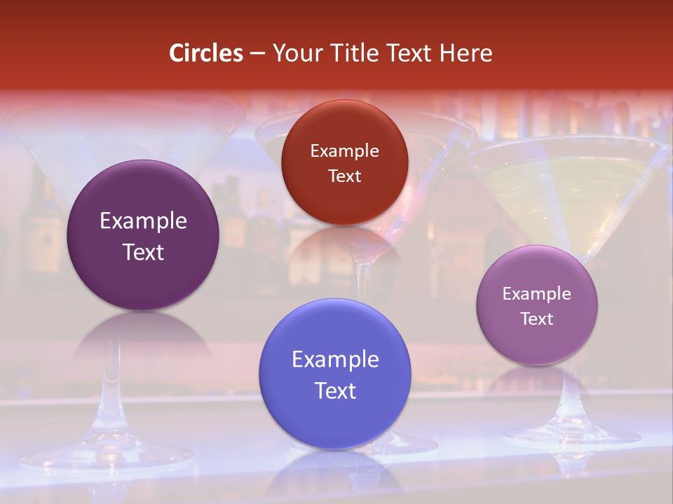 Blue, Red And Yellow Cocktail Drinks On A Bar PowerPoint Template