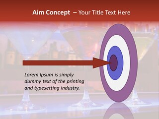 Blue, Red And Yellow Cocktail Drinks On A Bar PowerPoint Template
