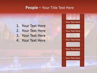 Blue, Red And Yellow Cocktail Drinks On A Bar PowerPoint Template