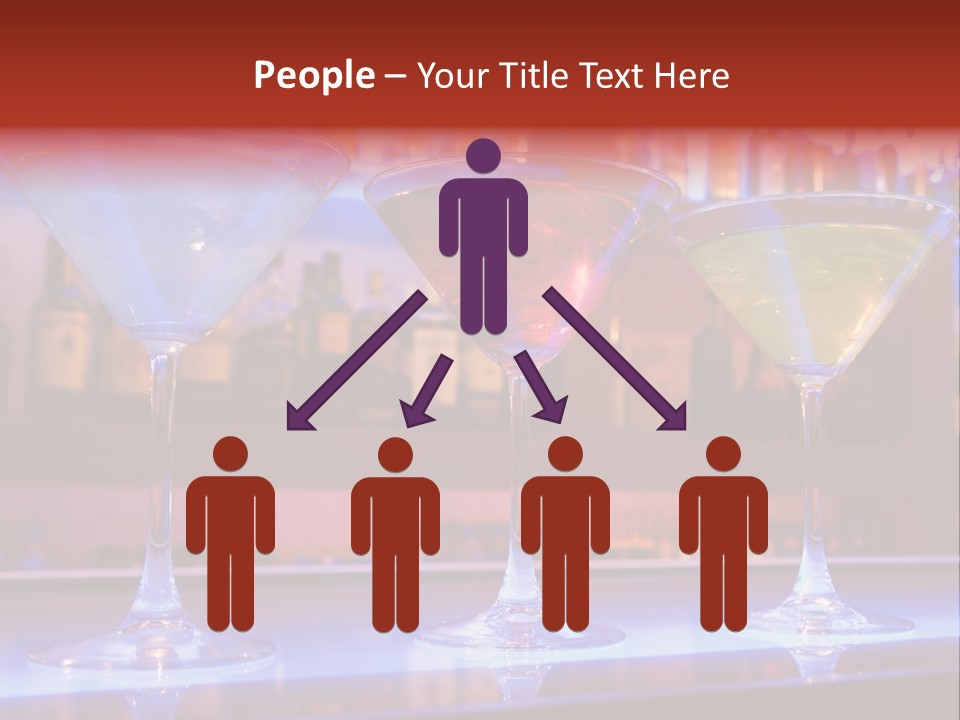 Blue, Red And Yellow Cocktail Drinks On A Bar PowerPoint Template