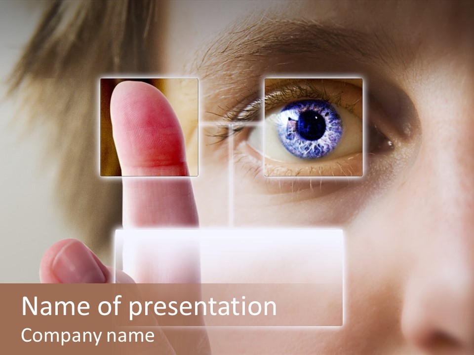 A Finger Print Being Compared To An Iris Scan. PowerPoint Template