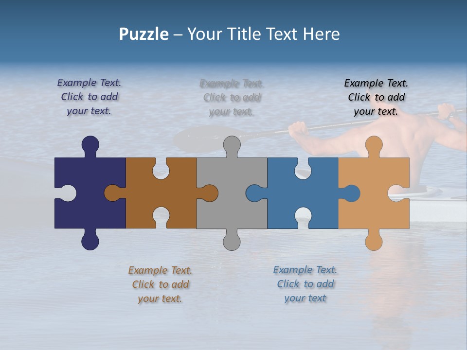 An Athletic Young Male Kayaker With Bare Upper Body Is Paddling Off Into Calm Blue Waters Of Mission Bay, San Diego, California. PowerPoint Template