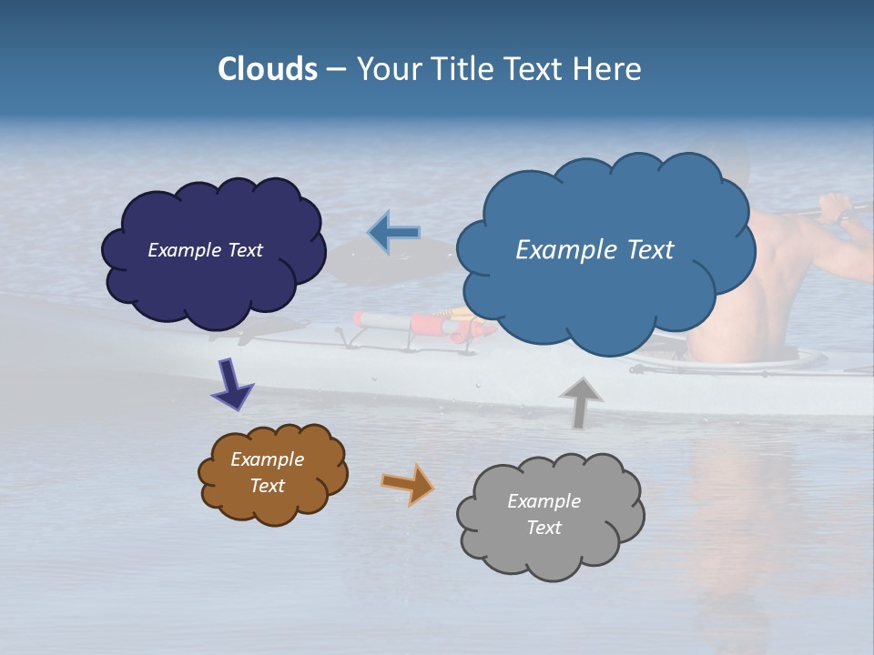 An Athletic Young Male Kayaker With Bare Upper Body Is Paddling Off Into Calm Blue Waters Of Mission Bay, San Diego, California. PowerPoint Template