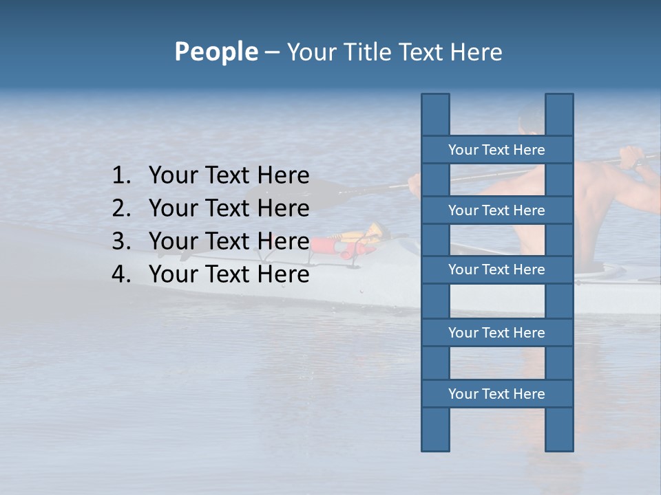 An Athletic Young Male Kayaker With Bare Upper Body Is Paddling Off Into Calm Blue Waters Of Mission Bay, San Diego, California. PowerPoint Template