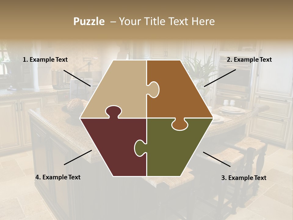 Modern Kitchen With Tile Floor And Island. PowerPoint Template