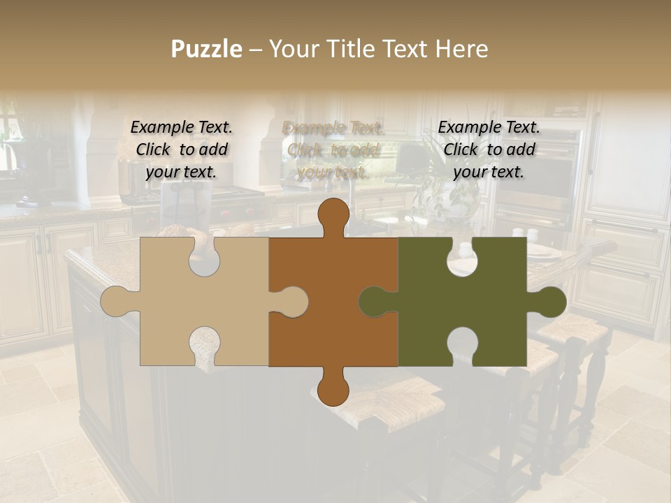 Modern Kitchen With Tile Floor And Island. PowerPoint Template