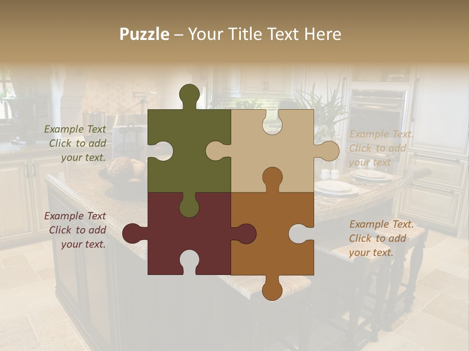 Modern Kitchen With Tile Floor And Island. PowerPoint Template