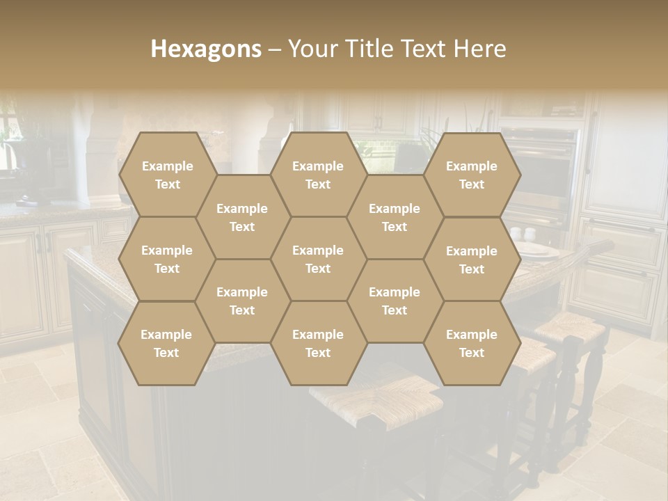 Modern Kitchen With Tile Floor And Island. PowerPoint Template