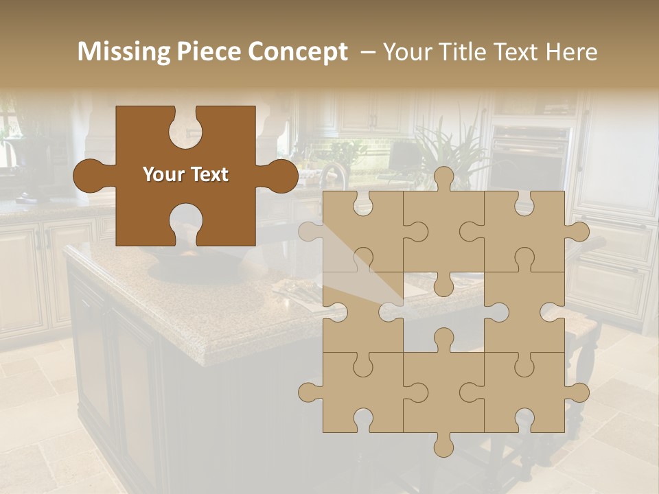 Modern Kitchen With Tile Floor And Island. PowerPoint Template