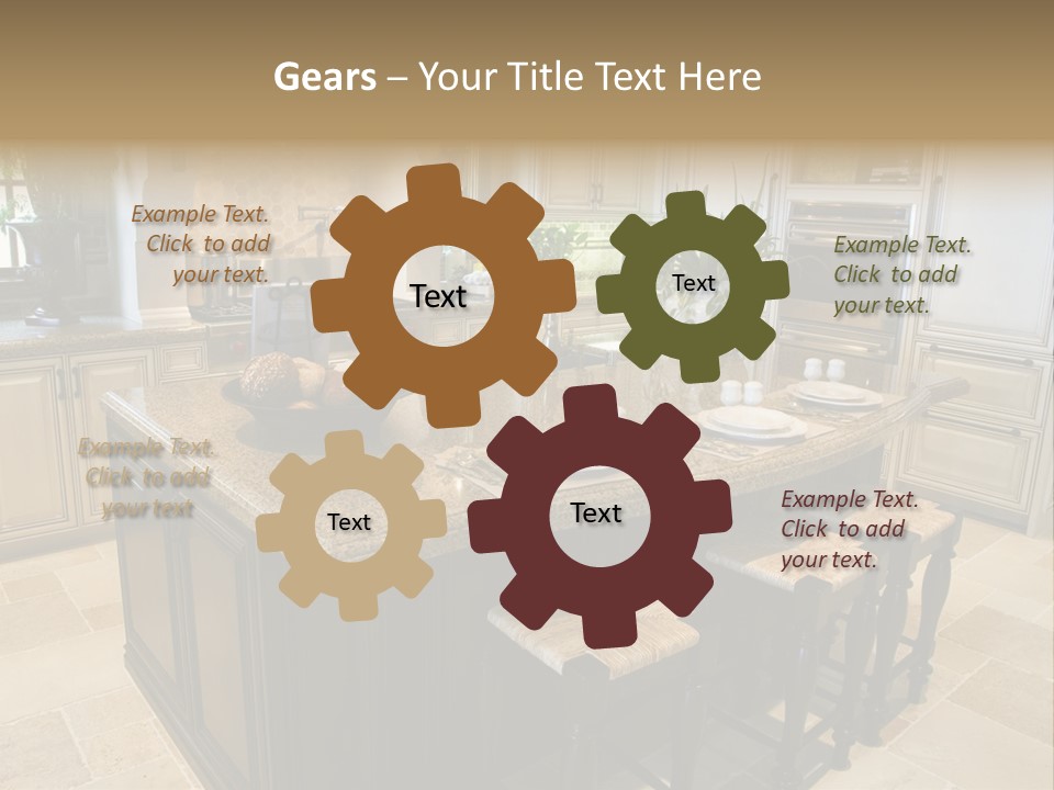 Modern Kitchen With Tile Floor And Island. PowerPoint Template