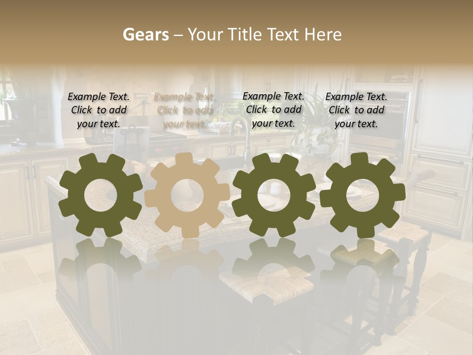 Modern Kitchen With Tile Floor And Island. PowerPoint Template