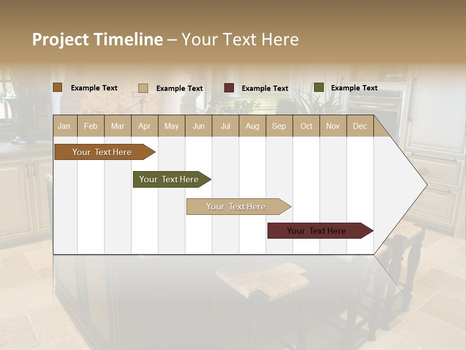 Modern Kitchen With Tile Floor And Island. PowerPoint Template