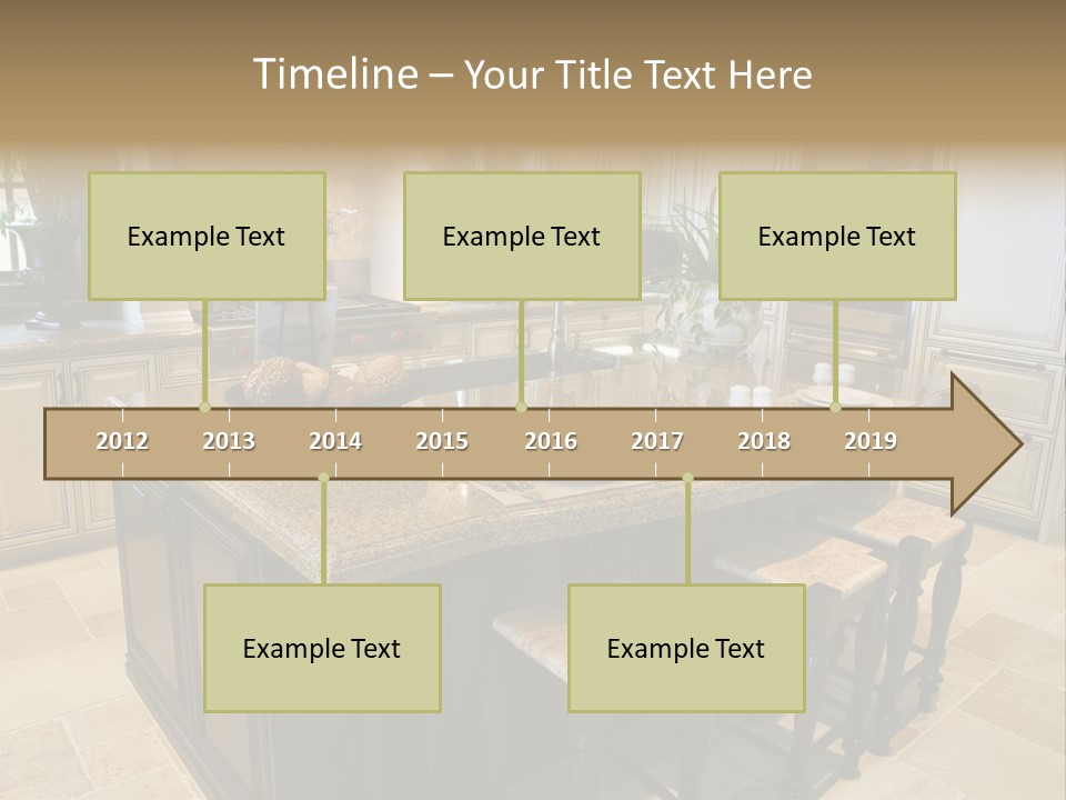 Modern Kitchen With Tile Floor And Island. PowerPoint Template