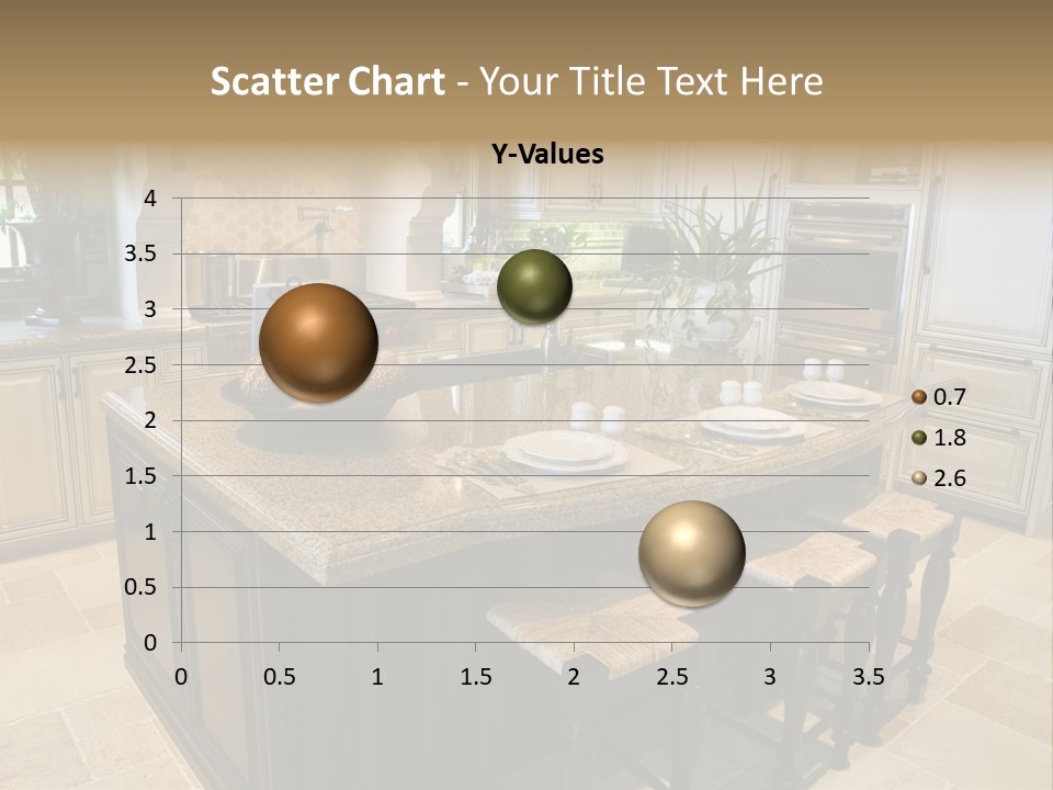 Modern Kitchen With Tile Floor And Island. PowerPoint Template