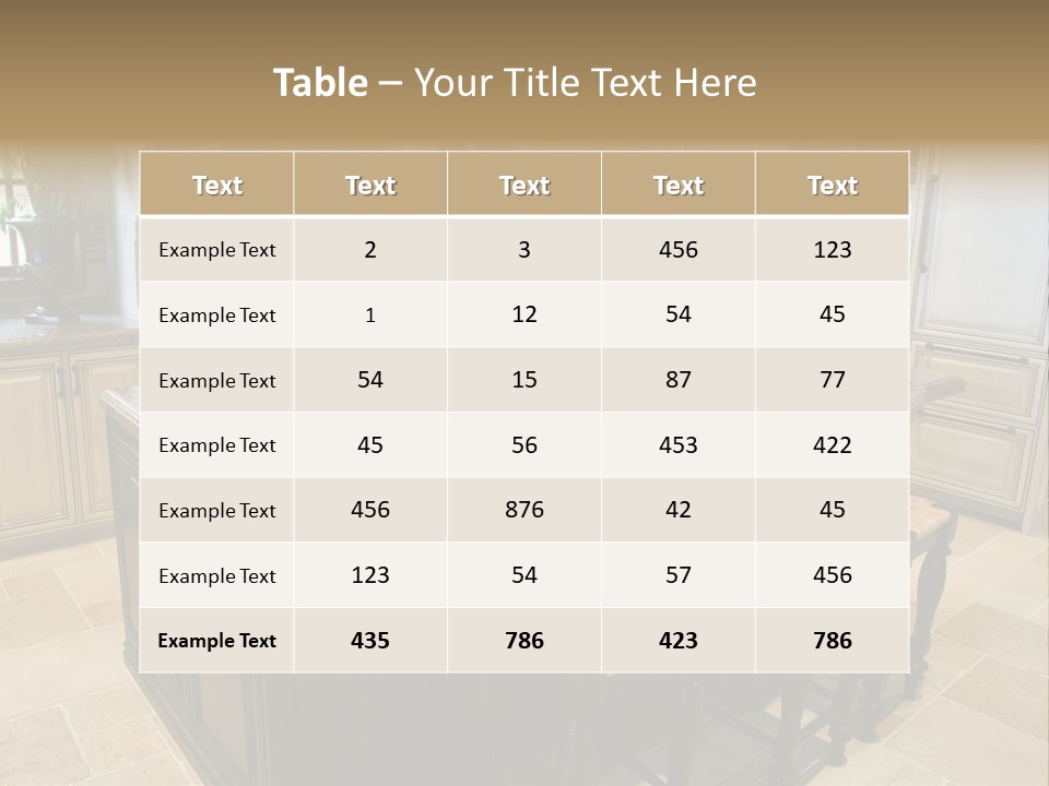 Modern Kitchen With Tile Floor And Island. PowerPoint Template
