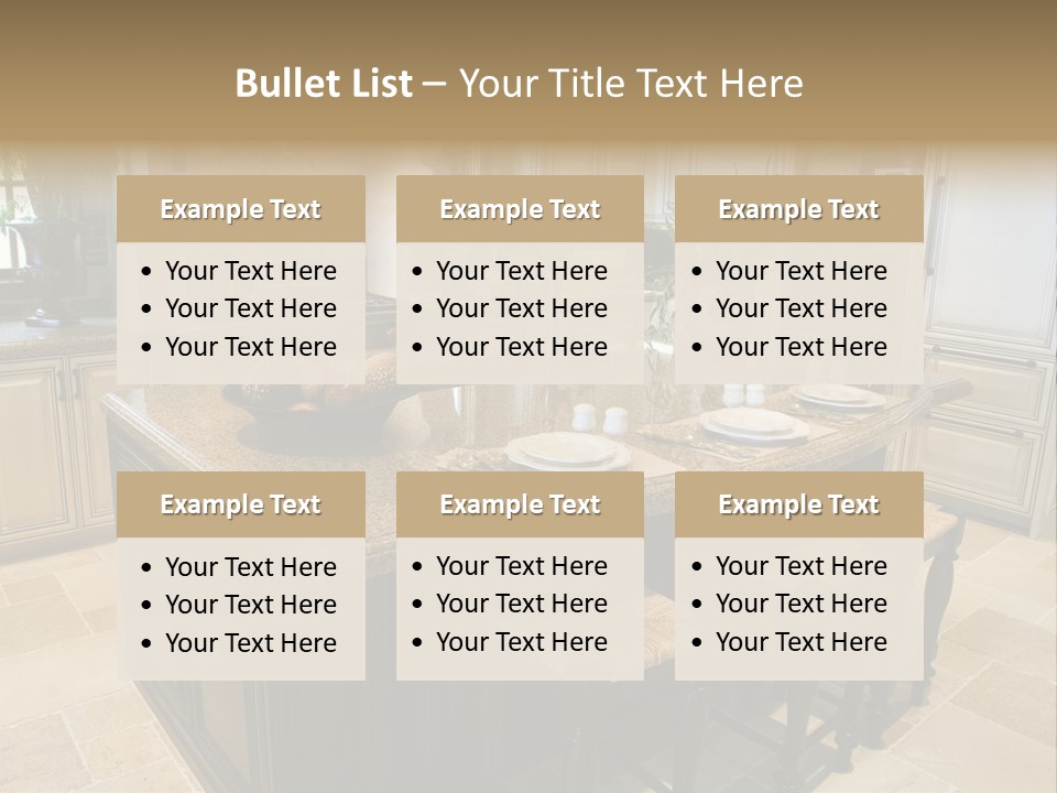 Modern Kitchen With Tile Floor And Island. PowerPoint Template