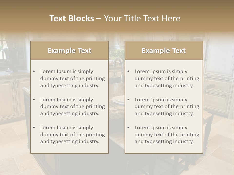 Modern Kitchen With Tile Floor And Island. PowerPoint Template