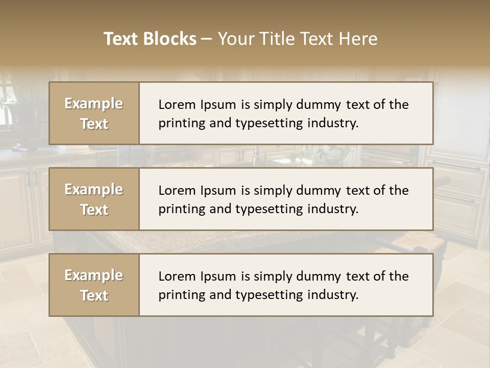 Modern Kitchen With Tile Floor And Island. PowerPoint Template