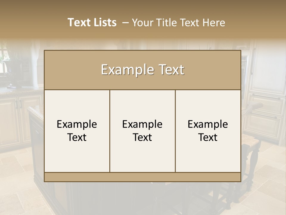 Modern Kitchen With Tile Floor And Island. PowerPoint Template
