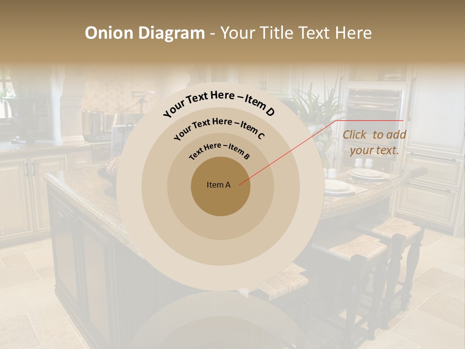 Modern Kitchen With Tile Floor And Island. PowerPoint Template