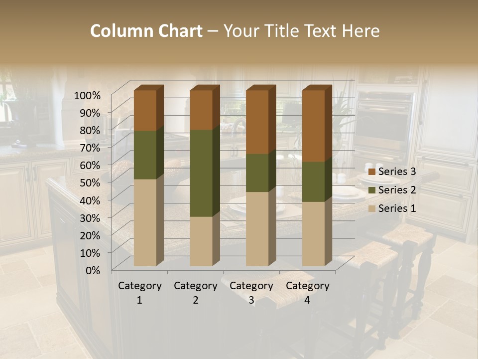 Modern Kitchen With Tile Floor And Island. PowerPoint Template