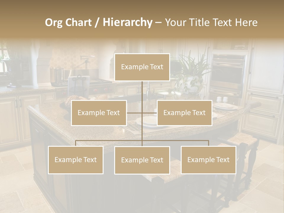 Modern Kitchen With Tile Floor And Island. PowerPoint Template