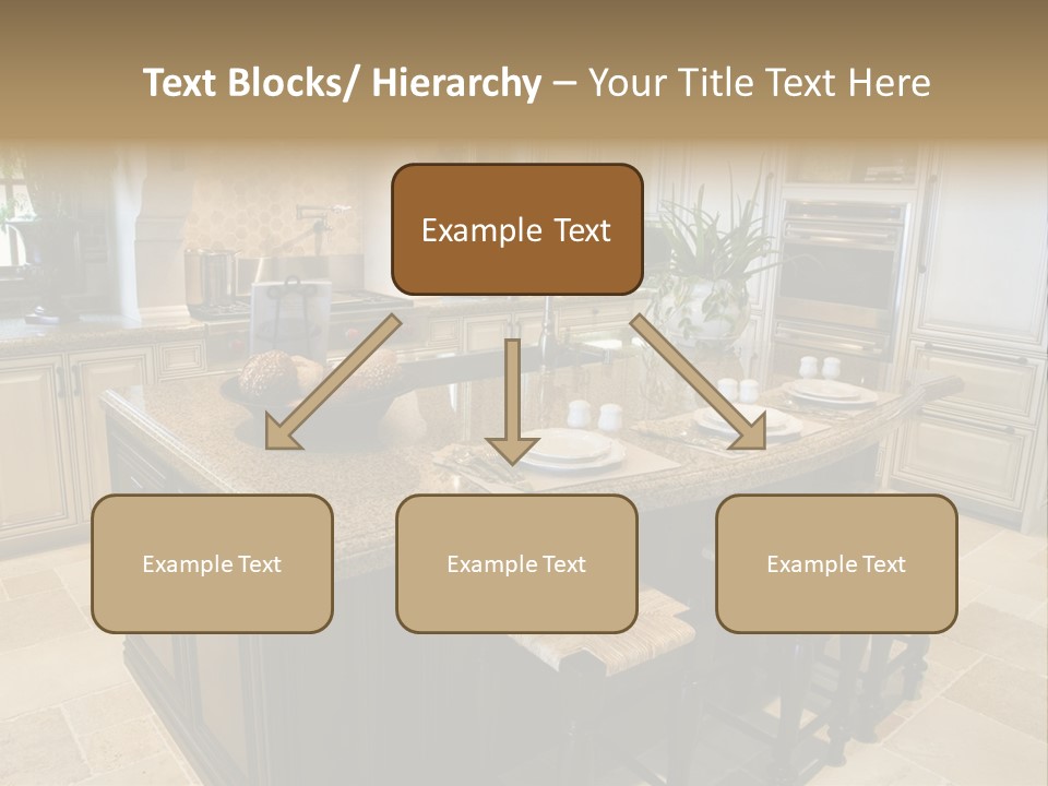 Modern Kitchen With Tile Floor And Island. PowerPoint Template