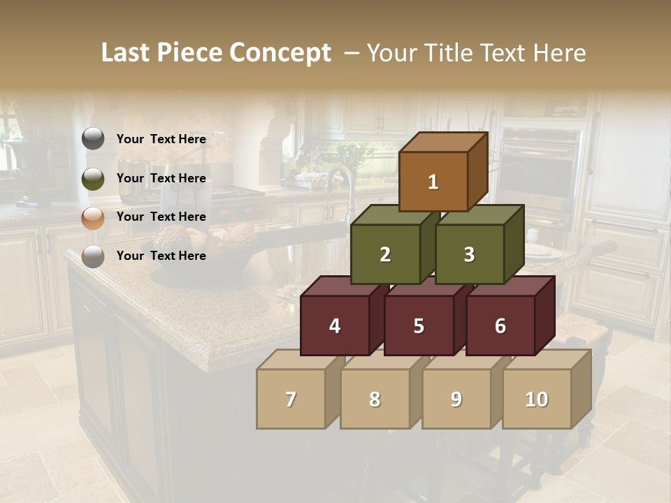 Modern Kitchen With Tile Floor And Island. PowerPoint Template