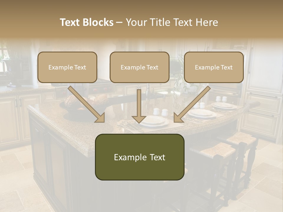 Modern Kitchen With Tile Floor And Island. PowerPoint Template