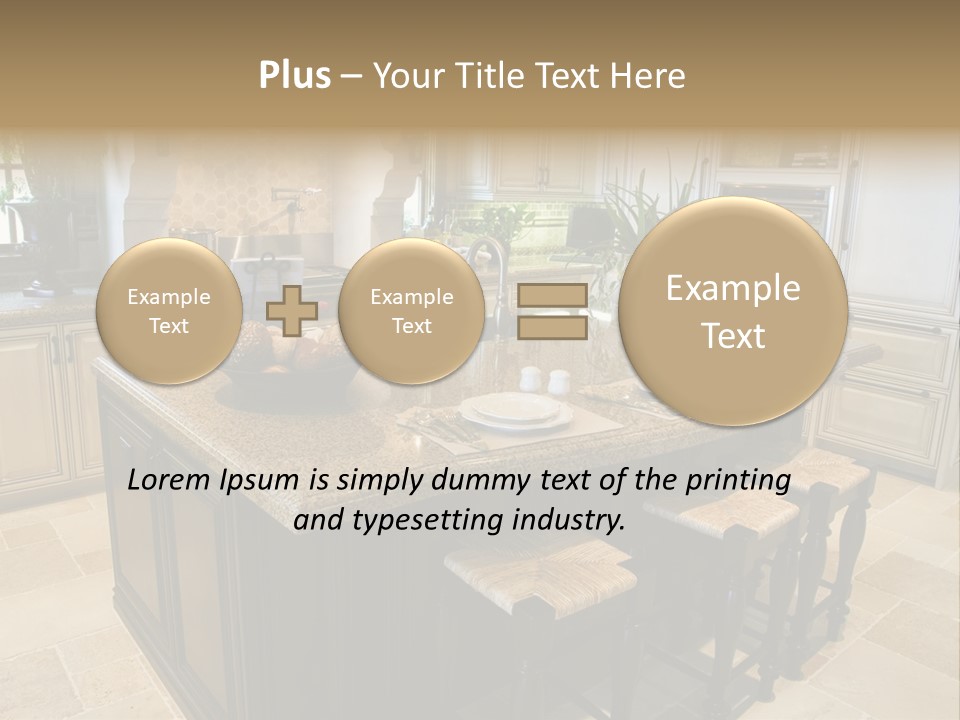 Modern Kitchen With Tile Floor And Island. PowerPoint Template