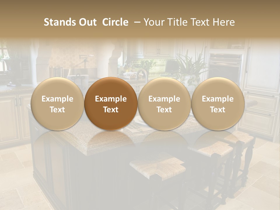 Modern Kitchen With Tile Floor And Island. PowerPoint Template