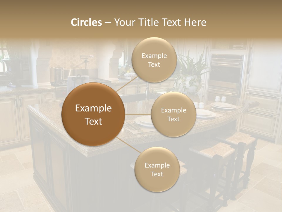 Modern Kitchen With Tile Floor And Island. PowerPoint Template