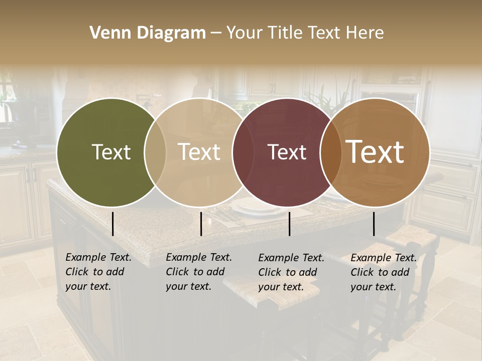 Modern Kitchen With Tile Floor And Island. PowerPoint Template