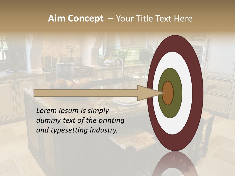 Modern Kitchen With Tile Floor And Island. PowerPoint Template