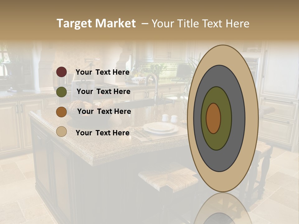 Modern Kitchen With Tile Floor And Island. PowerPoint Template