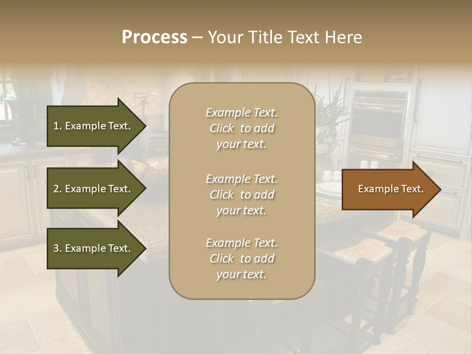 Modern Kitchen With Tile Floor And Island. PowerPoint Template