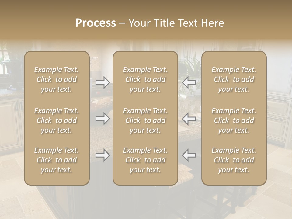 Modern Kitchen With Tile Floor And Island. PowerPoint Template