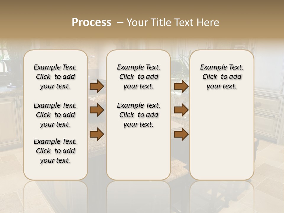 Modern Kitchen With Tile Floor And Island. PowerPoint Template
