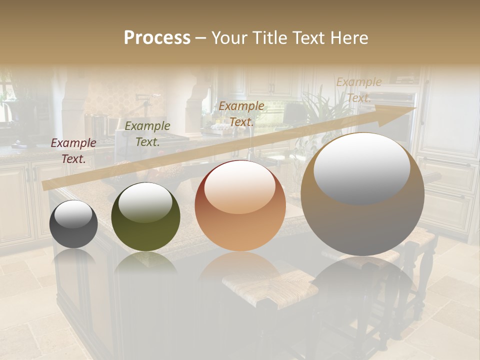 Modern Kitchen With Tile Floor And Island. PowerPoint Template