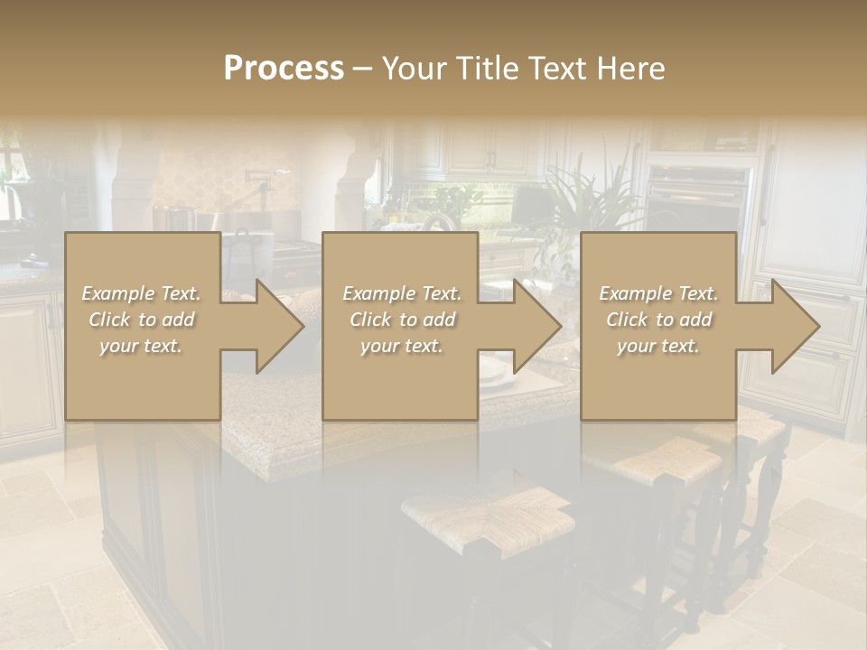 Modern Kitchen With Tile Floor And Island. PowerPoint Template