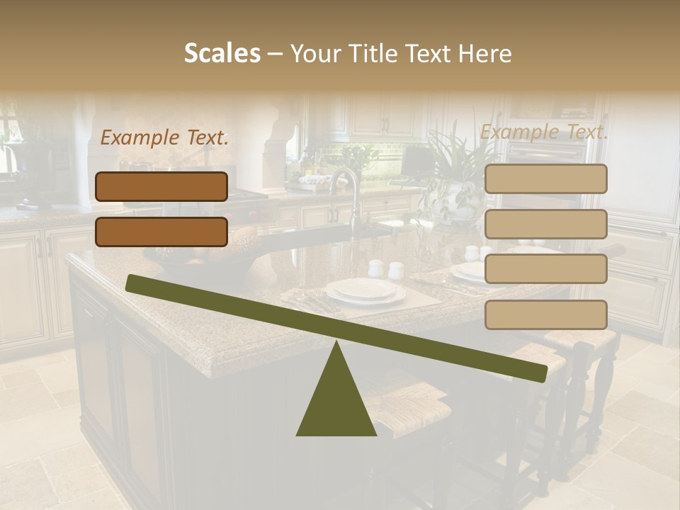 Modern Kitchen With Tile Floor And Island. PowerPoint Template