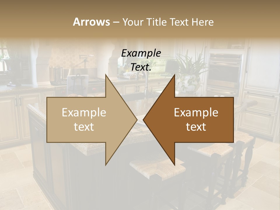 Modern Kitchen With Tile Floor And Island. PowerPoint Template