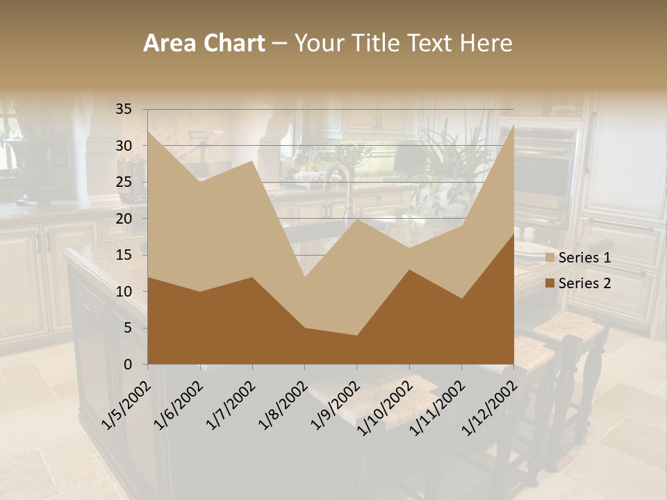 Modern Kitchen With Tile Floor And Island. PowerPoint Template
