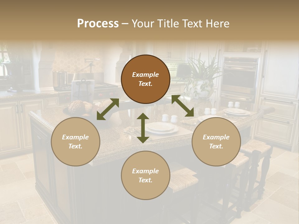 Modern Kitchen With Tile Floor And Island. PowerPoint Template