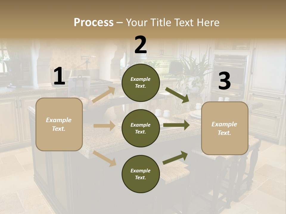 Modern Kitchen With Tile Floor And Island. PowerPoint Template
