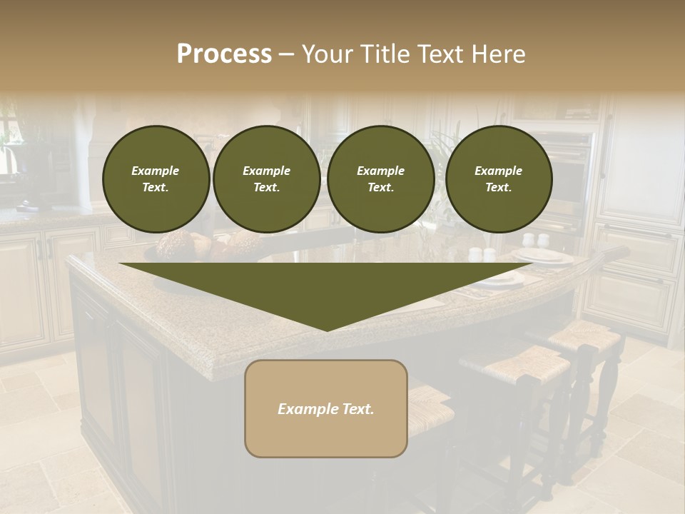 Modern Kitchen With Tile Floor And Island. PowerPoint Template